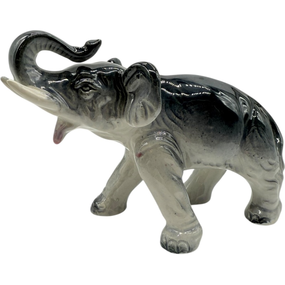 Unbranded Vintage Ceramic Elephant Figurine Trunk Up Good Luck Japan Vintage